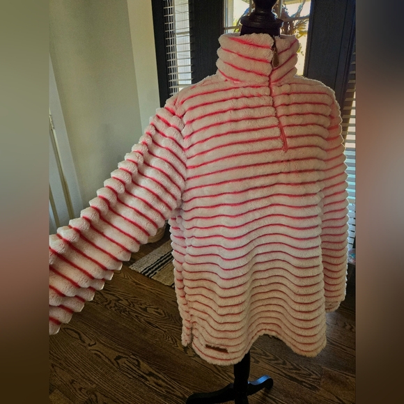 New! Simply Southern Cozy Pink Striped Pullover Fleece - Picture 4 of 7